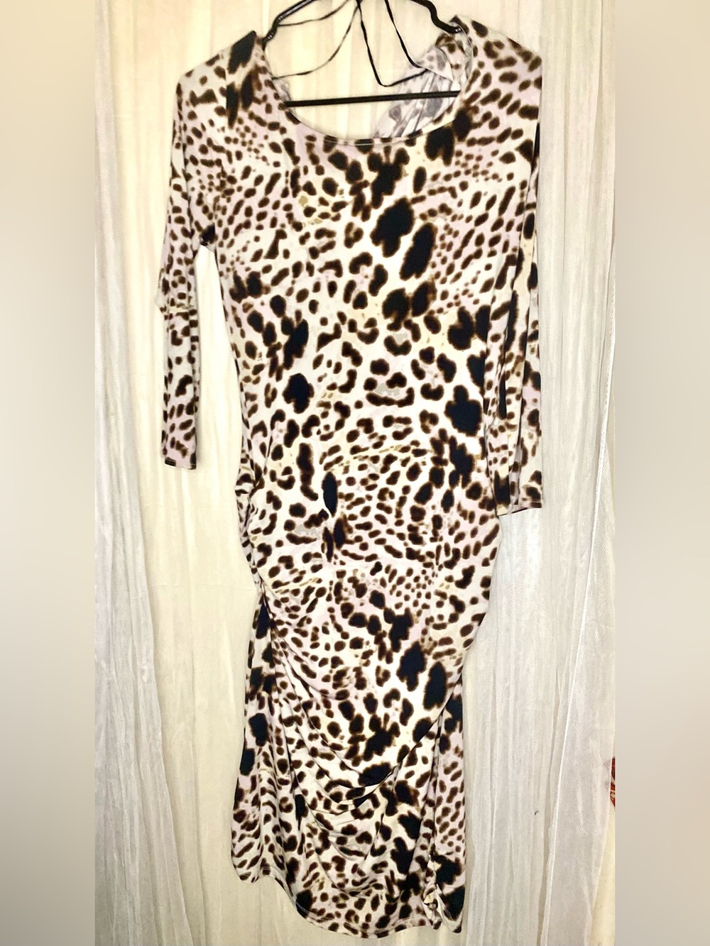 Y2K JLO by Jennifer Lopez Animal Print Long Sleeve Midi bodycon Dress SZ M